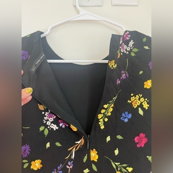 Zara Viscose Black Floral Print Long Sleeve Ruffled Mini Dress - Picture 7 of 12